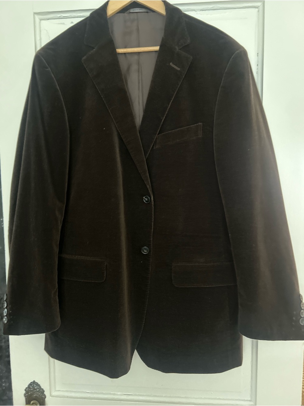Men's Dark Brown Velvet Blazer - Two-Button Notch Lapel - Picture 6 of 13